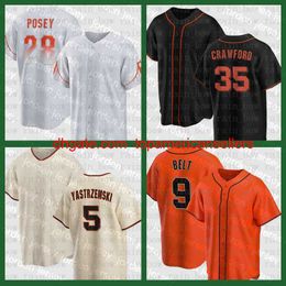 Aangepaste honkbaltruien 2022 Buster Posey Jersey Brandon Crawford Mike Yastrzemski Belt Joey Bart Curt Casali Aus