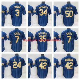 Jerseys de béisbol personalizados 2022 Nueva Jersey 7 Julio Urias 50 Mookie Betts 42# 34 Fernando Valenzuela 35 Cody Bellinger 3 Chris Taylo