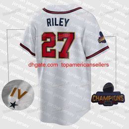 Jerseys de béisbol personalizados 27 Austin Riley 2022 Programa de Oro Jersey 28 Matt Olson Dansby Swanson Eddie Rosario Ozzie Albies Adam Duvall Will