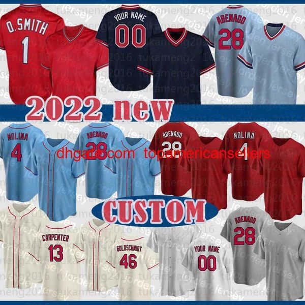 Maillots de baseball personnalisés 28 Nolan Arenado 4 Yadier Molina Jersey Hommes Paul Goldschmidt Femmes Ozzie Smith Dylan Carlson Harrison B