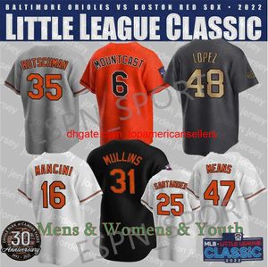 Maillots de baseball personnalisés Adley Rutschman NOUVEAU maillot de la petite ligue Cedric Mullins Santander Mountcastle Hays