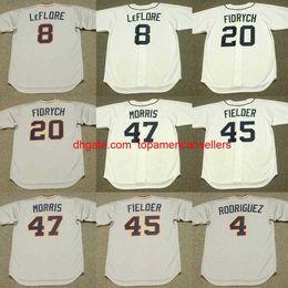 Maillots de baseball personnalisés baseball 4 AURELIO RODRIGUEZ 7 TOM VERYZER 8 RON LeFLORE 20 MARK FIDRYCH 45 CECIL FIELDER 47 ACK MORRIS B