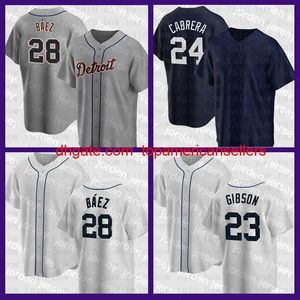 Maillots de Baseball personnalisés Javier Baez maillot Miguel Cabrera Kirk Gibson Tucker Barnhart Jacoby Jones Dustin Garneau Jake Ro