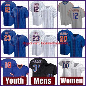 Maillots de baseball personnalisés Jersey 23 Javier Baez 12 Francisco Lindor Hommes 20 Pete Alonso Femmes 48 Jacob deGrom Jeunes 18 Darr