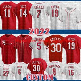 Maillots de Baseball personnalisés Joey Votto maillot Johnny banc Barry Larkin Pete Rose Eugenio Suarez Ken Griffey Jr Mike Jona