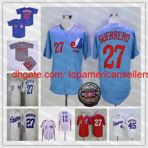 Maillots de baseball personnalisés Hommes Expos de Montréal Maillot 12 Tom Brady 27 Vladimir Guerrero 34 BryceHarper Pedro Martinez Dawson Raines