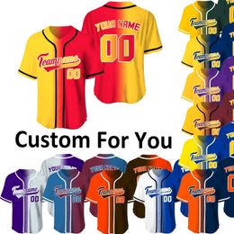 Maillots de baseball personnalisés Hommes Chemise Sublimation Blanks Équipe / Nom Baseball Formation T-shirts Sport Uniforme Homme Plus Taille Vêtements 240305