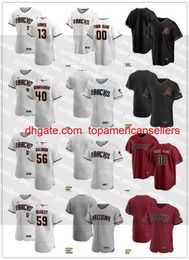 Camisetas de béisbol personalizadas Hombres Mujeres Jóvenes 13 Nick Ahmed 59 Jeremy Beasley 40 Madison Bumgarner 56 Kole Calhoun Jersey en blanco