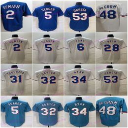 6 Josh Jung Jerseys de béisbol 2023 Serie Mundial WS 28 Jonah Heim 31 Max Scherzer 34 Nolan Ryan Blanco Azul Crema cosido