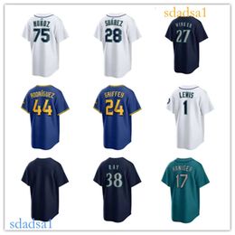 Jerseys de baseball personnalisés hommes femmes jeunes enfants 44 Julio Rodriguez 51 Ichiro Suzuki 24 Ken Griffey Jr. 11 Edgar Martinez 29 Cal Raleigh 3 JP Crawford 17 Mitch