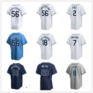 Jerseys de béisbol personalizados Hombres Mujeres Jóvenes 30 Ben Rortvedt 7 Jose Caballero 2 Yandy Díaz 5 Wanderfranco 8 Brandon Lowe 25 Curtis Mead 17 Isaac Paredes