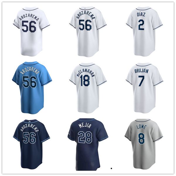 Maillots de baseball personnalisés Hommes Femmes Jeunes Enfants 54 Austin Shenton 56 Randy Arozarena 1 Richie Palacios 43 Harold Ramirez 10 Amed Rosario 22 Jose Siri 12 Wade Boggs