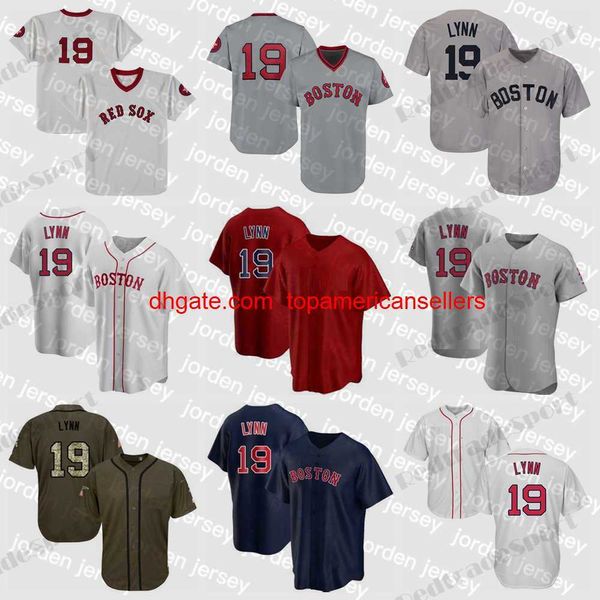 Jerseys de béisbol personalizados para hombre 19 Fred Lynn Vintage Azul Blanco Gris Jersey 1975 Camisas de jersey cosidas