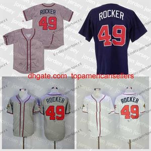 Custom Baseball Jerseys Mens John Rocker #49 Vintage 1995 gestikte shirts White Red 1999 WC Gray Jersey