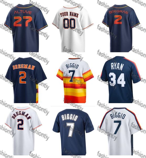 Maillots de baseball personnalisés 2 Alex Bregman 44 Alvarez Maldonado Bagwell Biggio Ryan Montero Tucker Bregman Alvarez Valdez Javier Brantley Hommes Femmes Enfants Chemises