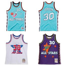 Aangepaste basketbal Jersey 30 Pippen 1992 1995 19961 ALL-Star Mitchell en Ness heren dames jeugd S-6XL truien
