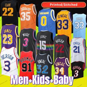 Jersey de baloncesto personalizado Caitlin Clark #2 Lonzo Ball 35 Durant Jalen Rose Lsu Tigers 33 Shaquille Oneal 33 Larry Bird Retro 3 Iverson James New Curry Infant Baby