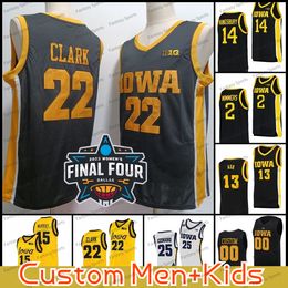 Jersey de basket-ball personnalisé Iowa Hawkeyes 22 Caitlin Clark Carter Kingsbury Keegan Connor McCaffery Amarion Nimmers Monika Czinano 20 Kris Murray Final Four