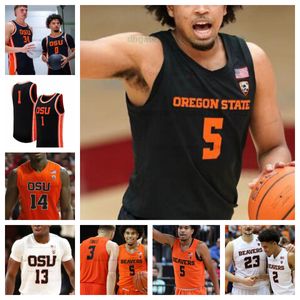 Aangepaste basketbaltrui NCAA OSU Oregon State Beavers 15 Chol Marial 4 Dexter Akanno gestikte trui Elk naamnummer Heren Dames Jeugd Jerseys Geborduurd