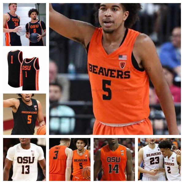 Maillot de basket-ball personnalisé NCAA OSU Oregon State Beavers Nate Meithof Dexter Akanno Tyler Bilodeau Maillot cousu n'importe quel numéro de nom Hommes Femmes Jeunes Brodé