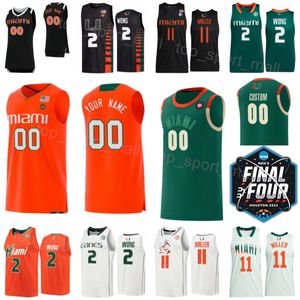 Aangepaste basketbalshirts 2023 Final Four College Miami Hurricanes Jersey 2 Isaiah Wong 11 Miller 15 Norchad Omier 24 Nijel Pack 55 Wooga Poplar 4 Bensley Joseph Antho