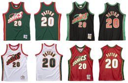 Custom Basketbal Jerseys Gary Payton S-XXL Mitchell Nes wit blauwe stad Heren Dames kids jersey