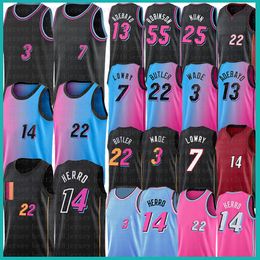 Camisas de basquete personalizadas masculinas jovens crianças Tyler Herro Jimmy Butler Jersey 14 22 3 7 Bam Ado Dwayne Dwyane Wade Kyle Lowry Robinson 13 55 75º aniversário