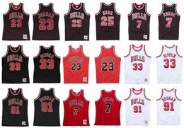 Maillots de basket personnalisés cousus 91 Rodman 33 Pippen 25 kerr 7 Kukoc Jersey S6XL Mitchell Ness 199596 9798 Mesh Hardwoods Classics version rétro Hommes Femmes Jeunesse jer