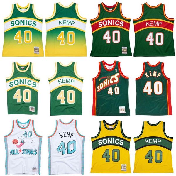 Maillots de basket personnalisés Cousus Shawn Kemp Jersey S-6XL Mitchell Ness 1994-95 95-96 Mesh Hardwoods Classics version rétro Hommes Femmes Maillots jeunesse