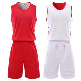 Aangepaste basketbaluniform dames heren set 2 stuks shorts vest dubbelzijdige jerseys 240325