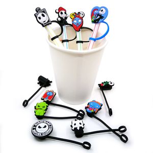 Custom Before Christmas silicone straw toppers accessories cover charms Reusable Splash Proof drinking dust plug decorative 8mm straw party supplies