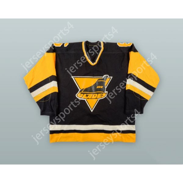 JERSEY DE HOCKEY NEGRO personalizado BENNETT WOLF 6 ERIE BLADES NUEVO Top cosido S-M-L-XL-XXL-3XL-4XL-5XL-6XL