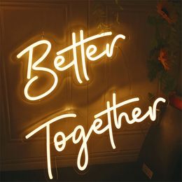 Letrero de neón LED personalizado "Better Together" para luces de pared interiores, fiesta, boda, tienda, Bar, ventana, restaurante, decoración de cumpleaños, 220615
