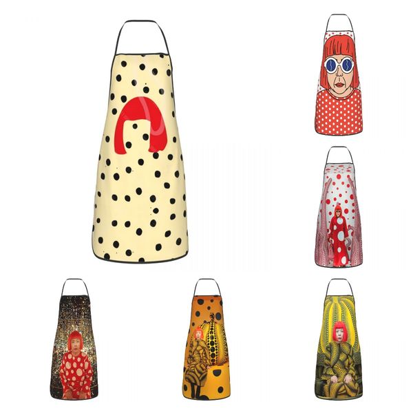 Bib personnalisé Yayoi Kusama Polka Dots Tabliers For Men Women Femme Chef Adult Cuisine Cuisine Artiste japonais Art Tablier Tablier Paint