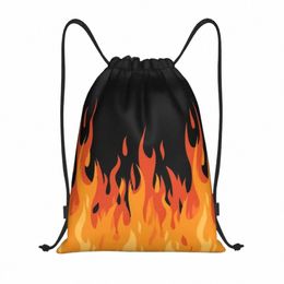 Custom Big Fire Orange Flames Sac à cordon pour la formation Yoga Sacs à dos Femmes Hommes Vintage Burning Flame Sports Gym Sackpack 77o7 #