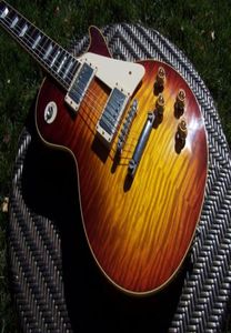 Custom Billy Bons Pearly Gates Fat Flame Maple Top Vintage Sunburst Guitarra eléctrica Little Pin ABR 1 Puente Tuilp Tuners Chrome4786966