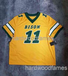 Custom Bison Carson Wentz voetbal jersey #11 Men Women Youth Stitch Voeg elk naamnummer XS5XL toe
