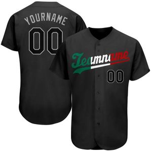 Jersey de baseball authentique noir noir-kelly vert personnalisé