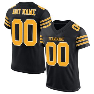 Aangepast Black Gold-White Mesh Authentic Football Jersey