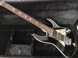 Aangepaste zwarte gitaar HHS pickups zilveren hardware kleurrijke shell inleg gratis verzending