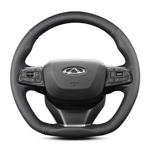 Cubierta de volante cosida a mano negra personalizada 2021-2022 para el interior del automóvil Chery Tiggo 8 plus