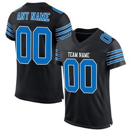 Aangepast Black Panther Blue-White Mesh Authentic Football Jersey