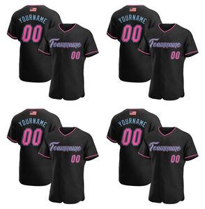 Aangepast Black Pink-Light Blue-2 authentieke Amerikaanse vlag Fashion Baseball Jersey