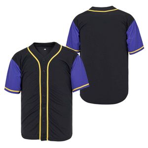Aangepast Black Purple Authentic Baseball Jersey Stitching Naam Nummer Maat S-4XL