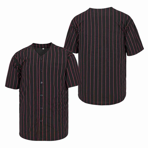 Maillot de baseball authentique à rayures noires et rouges sur mesure, numéro de nom, taille S-4XL