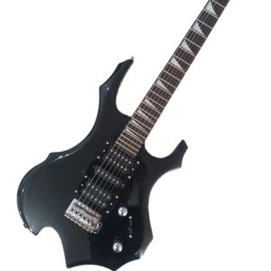 Aangepaste zwarte speciale vorm elektrische gitaar hsh pick -up 24 frets esdoorn nek kan worden aangepast
