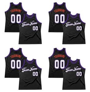 Aangepast Black White-Purple Authentic Throwback Basketball Jersey