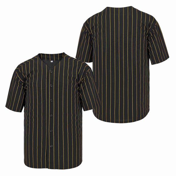 Jersey de béisbol auténtico con rayas amarillas y negras personalizadas, nombre de costura, número, talla S-4XL