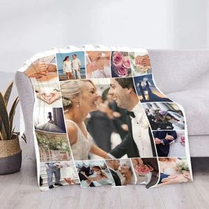 Aangepaste deken met woorden foto collage aangepaste dekens verjaardag souvenir cadeaus gepersonaliseerde gooi deken voor vader mom 240417