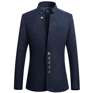 Blazers personnalisés Style chinois col montant imprimé veste de costume/haut de gamme affaires décontracté grande taille M-5XL 240318
